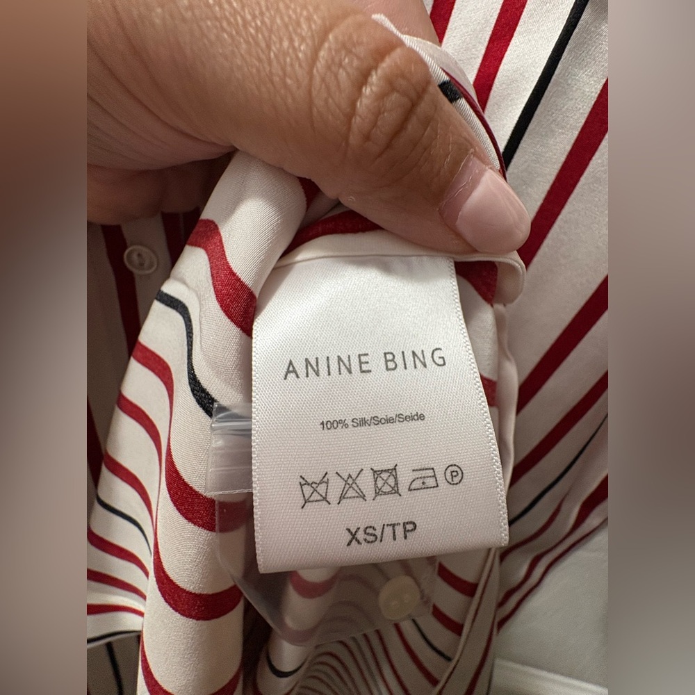 Anine Bing Striped Silk Milly Shirt Dress Size XS- Runs Oversized - Picture 6 of 6